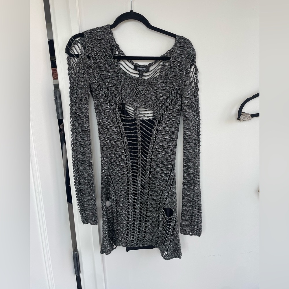 Bebe Addiction Metallic Woven Dress Sz Small